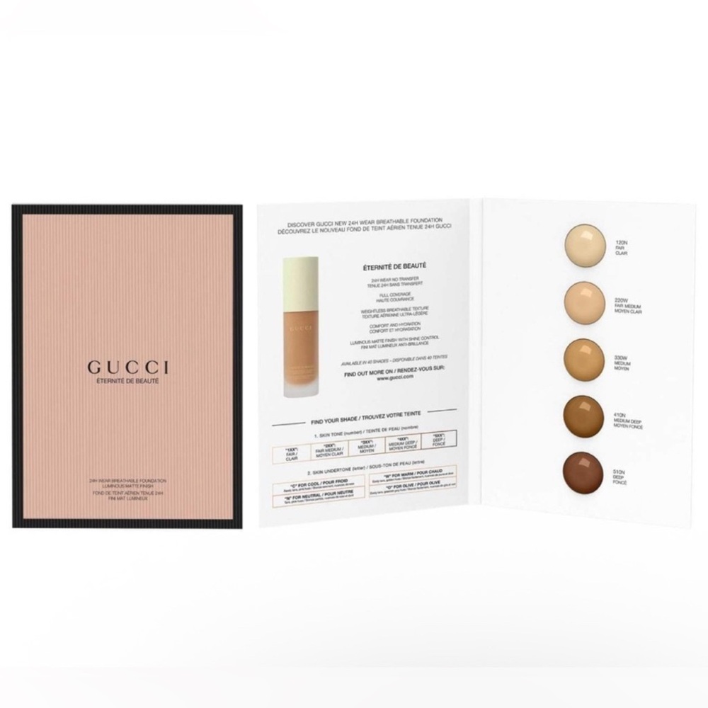 Two Gucci Éternité de Beauté Foundation Shade Collection Sample Packs